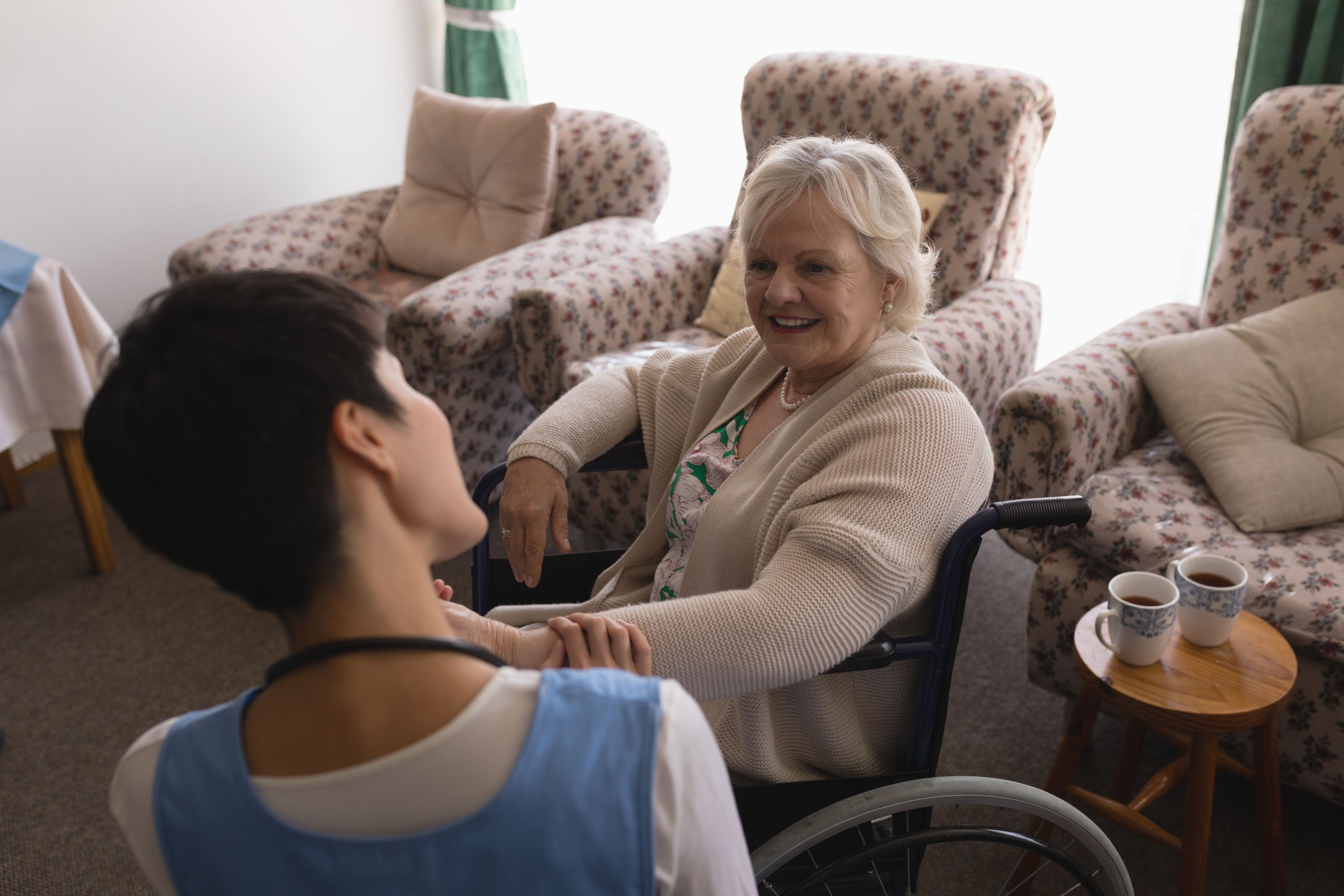 Care giver with an elderly lady in Clacton-on-Sea